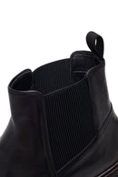 Male Black Thick-Soled Leather Chelsea Boots | Derimod