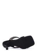 Women's Black Stone Heeled Slippers | Derimod