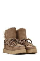 Woman Mink Lace-Up Thick-Soled Suede Teddy Boots | Derimod
