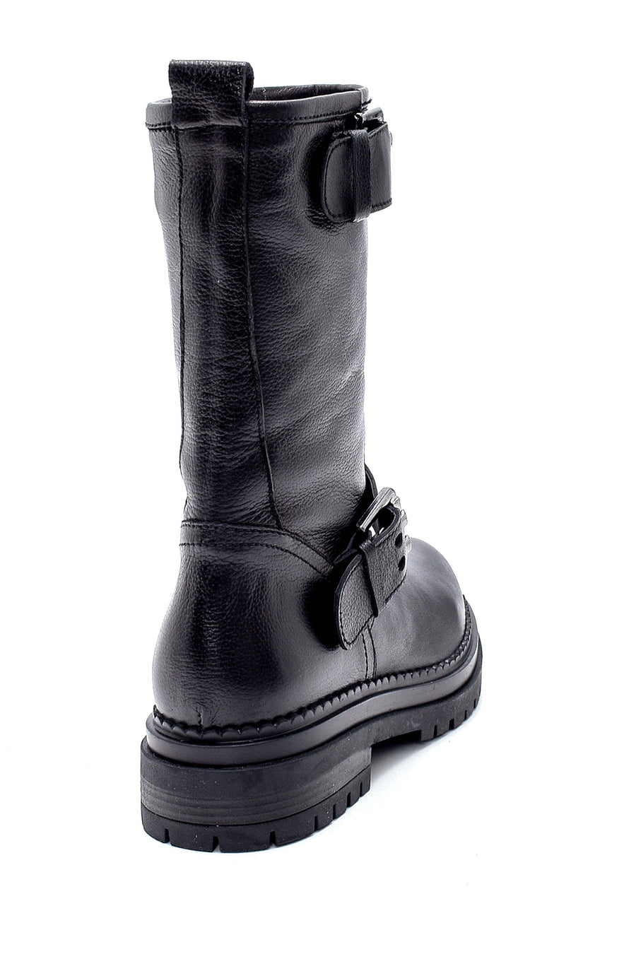 Women's Leather Buckle Detailed Boots