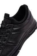 Erkek Siyah Bağcıklı Deri Casual Sneaker | Derimod