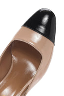 Women's Beige Slingback Thick Heel Leather Shoes | Derimod