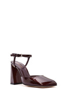 Women's Burgundy Thick Heeled Patent Leather Shoes | Derimod