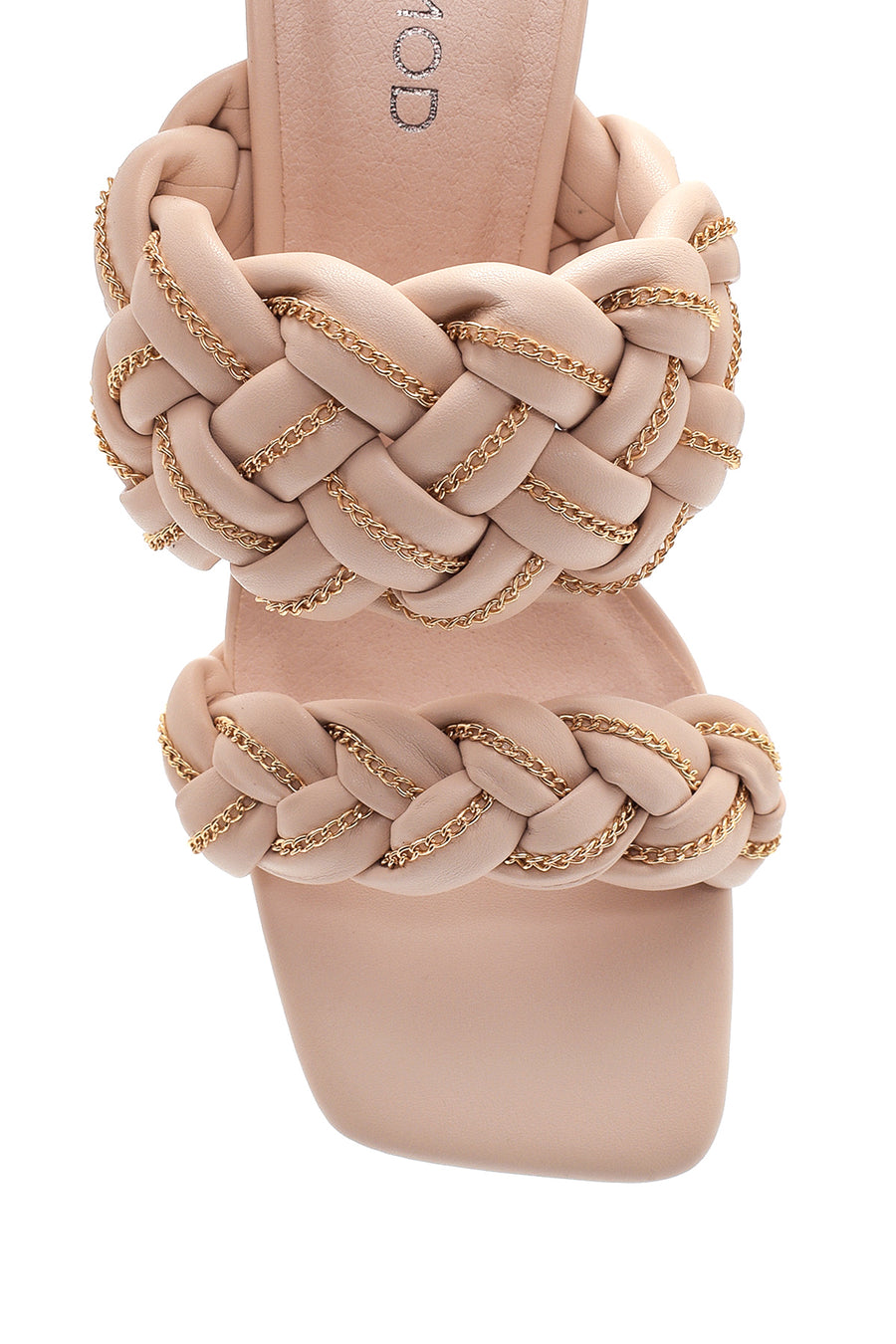Women's Beige Knitted Heeled Slippers