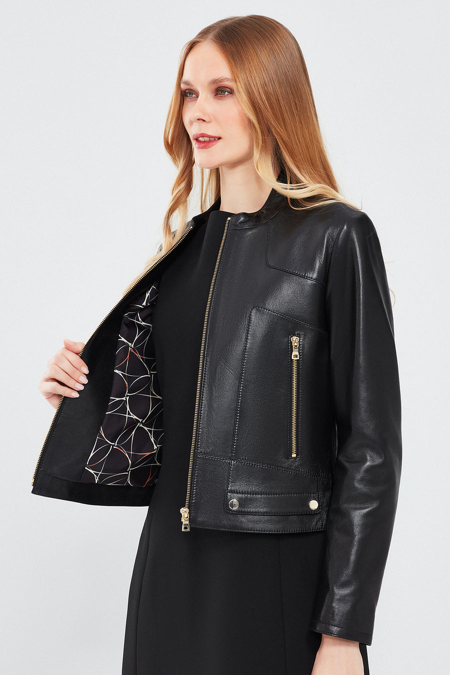 Sharon Women's Black Short Leather Jacket