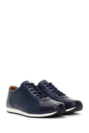 Men's Navy Blue Leather Sneaker | Derimod