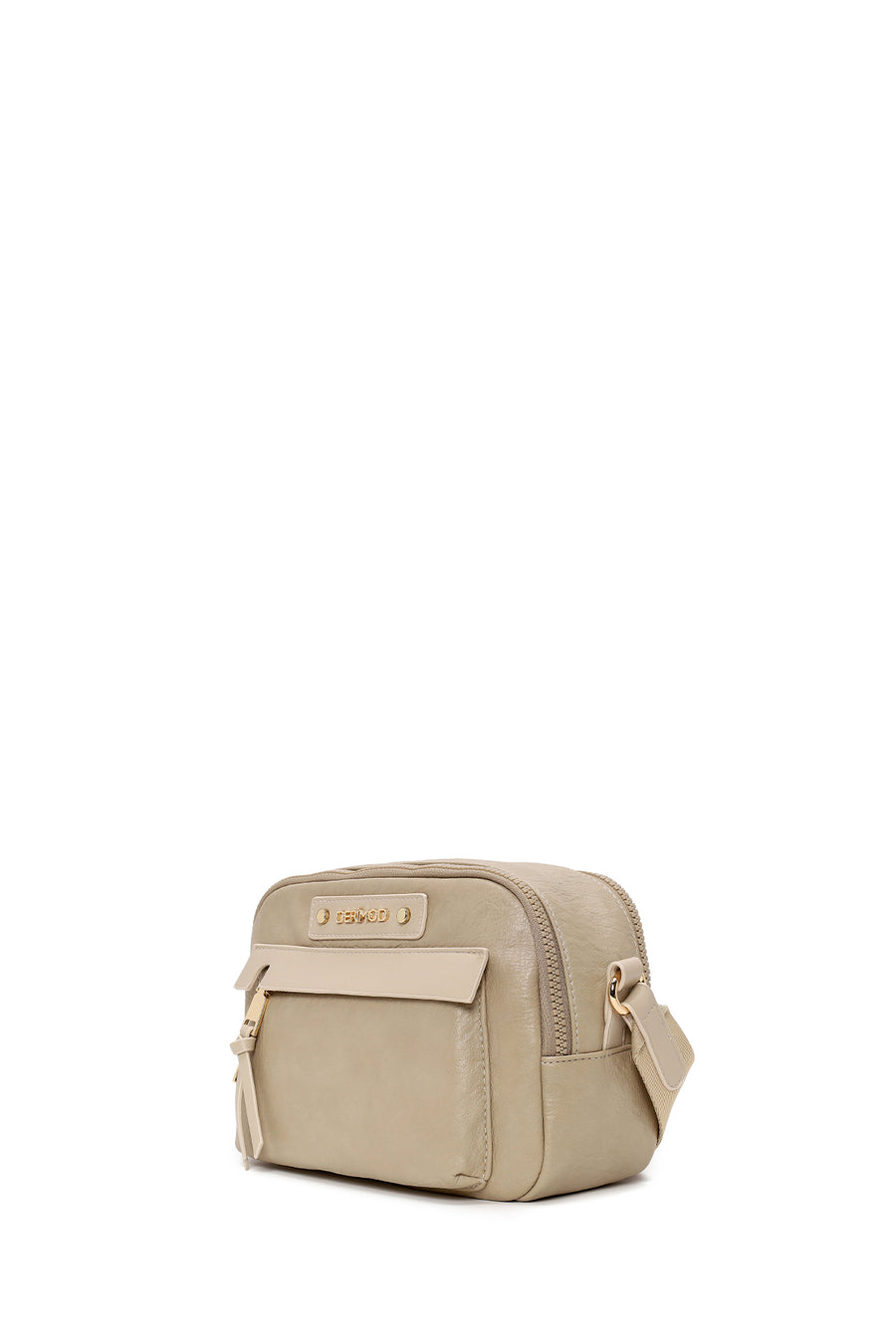 Woman Cream Long Strap Crossbody Bag