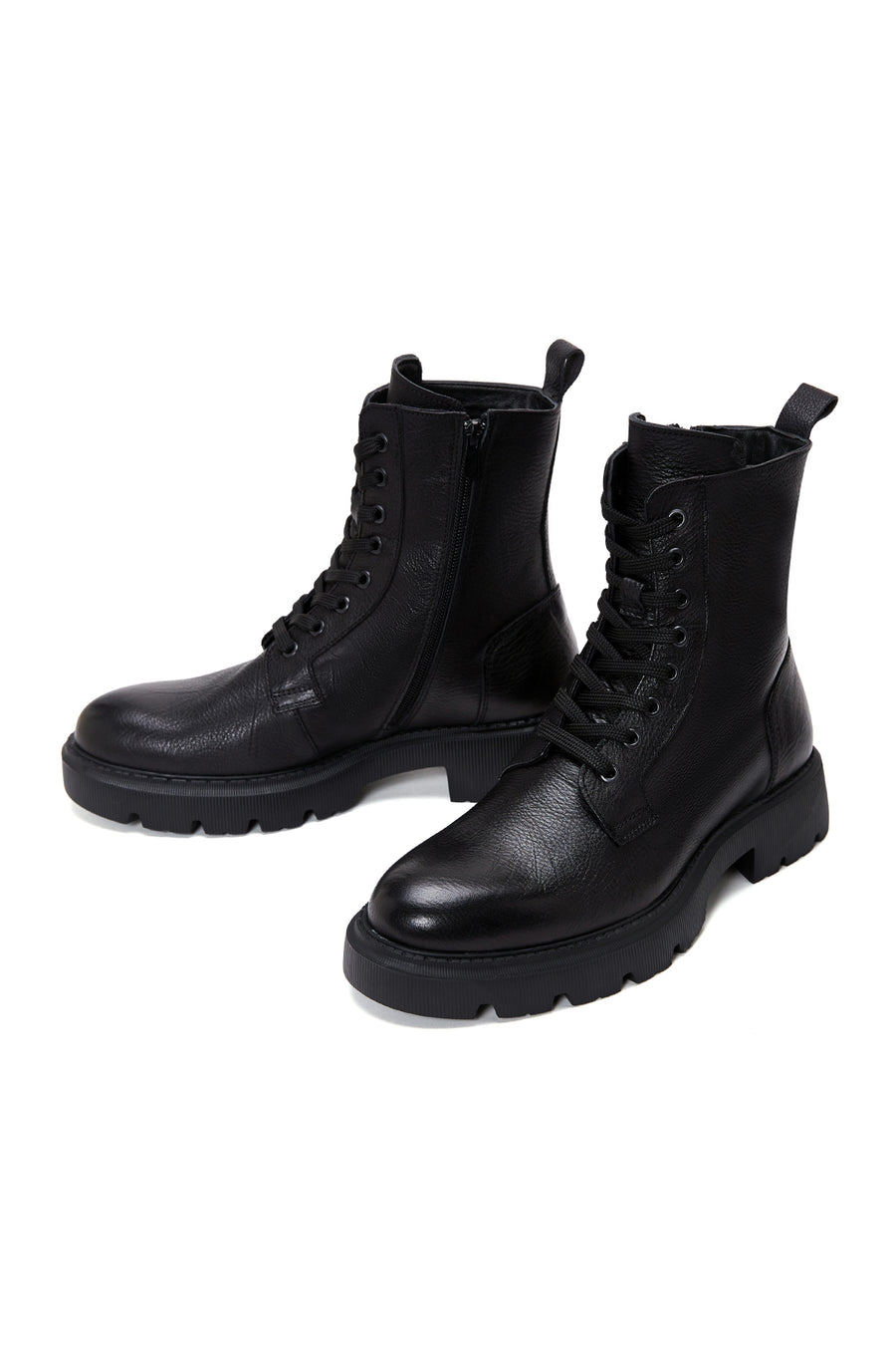 Men's Black Leather Boots Flat Boots