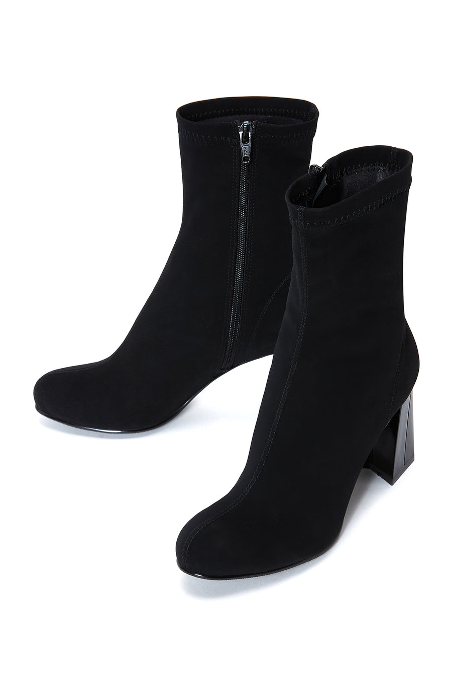 Women's Black Suede Leather Heeled Boots