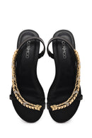 Woman Black Stone-Embellished Sandal | Derimod