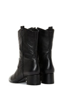 Women's Black Zippered Thick Heel Leather Casual Boots | Derimod