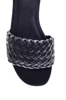 Women's Black Braided Flat Slippers | Derimod