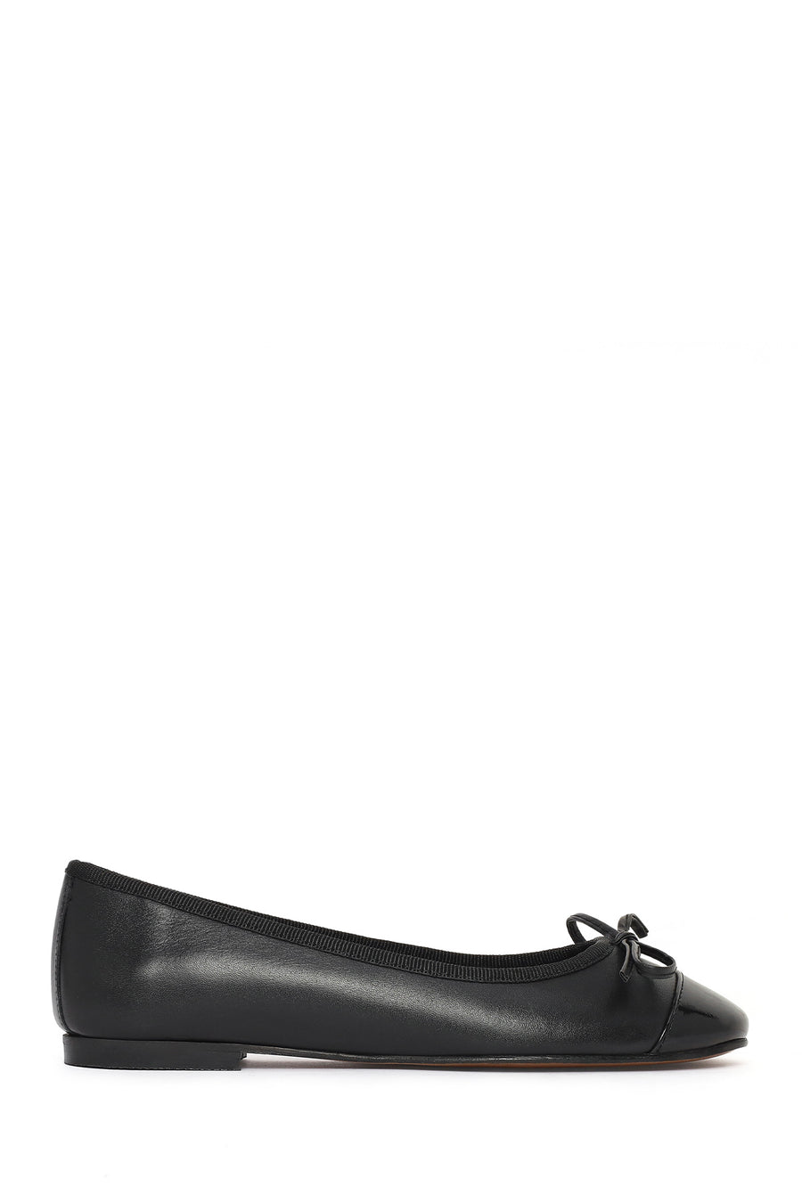 Women's Black Leather Ballerinas 26PFD420318 | Derimod