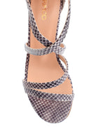 Women's Leather Snakeskin Detailed Heeled Sandals | Derimod