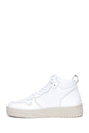 Women's White Leather High Top Sneaker | Derimod