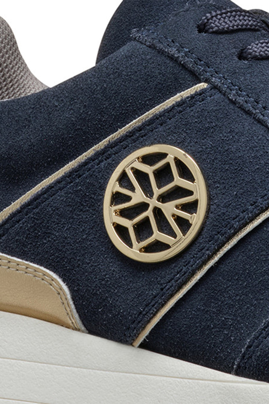 Geox Women Navy Low-Top Lace-Up Thick Sole Suede Leather Sneaker
