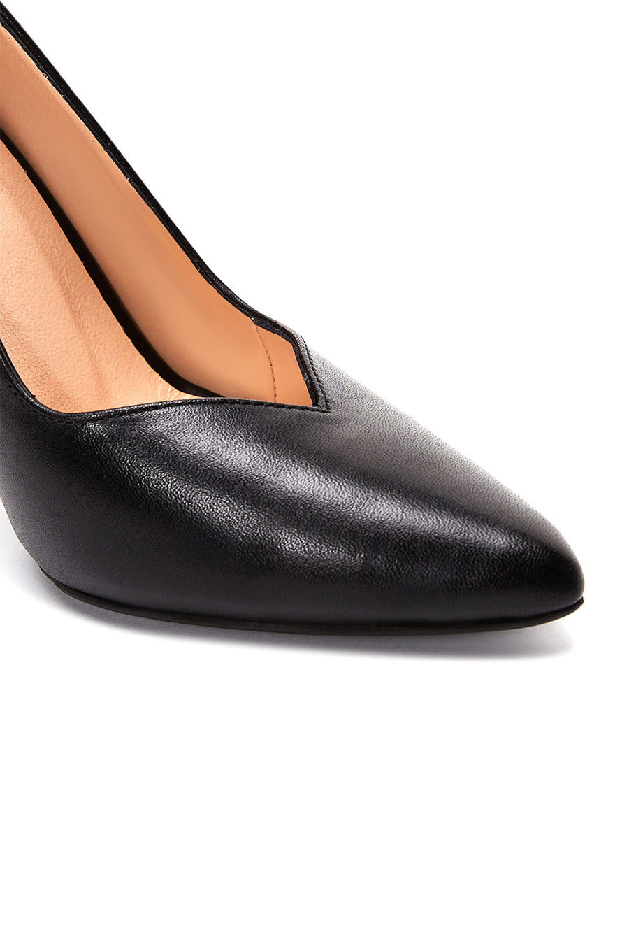 Women's Black Thin Heeled Leather Stiletto