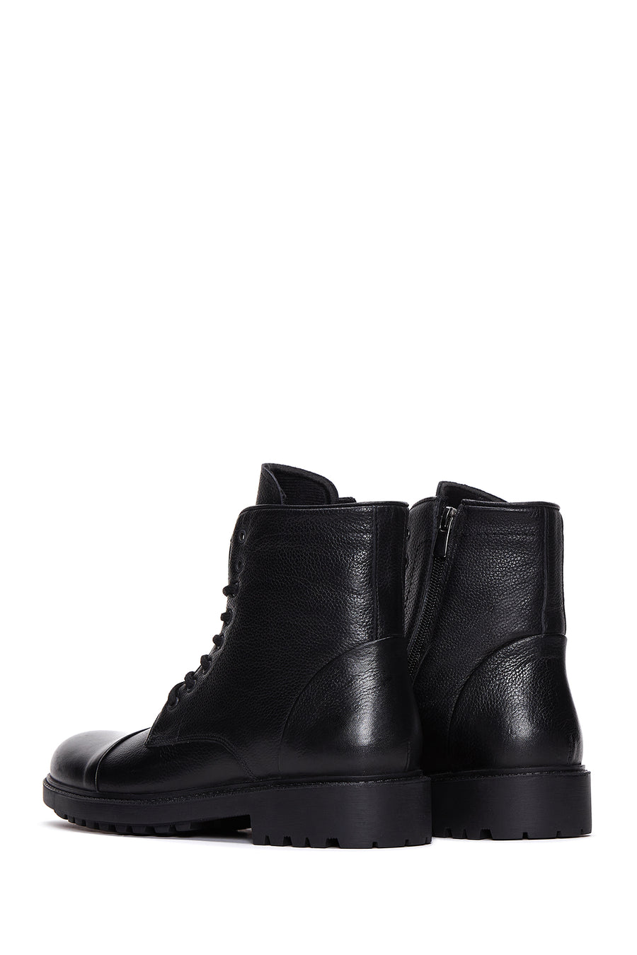 Men's Black Leather Boots Flat Boots