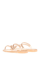 Women's Pink Jelly Transparent Stone Flat Slippers | Derimod
