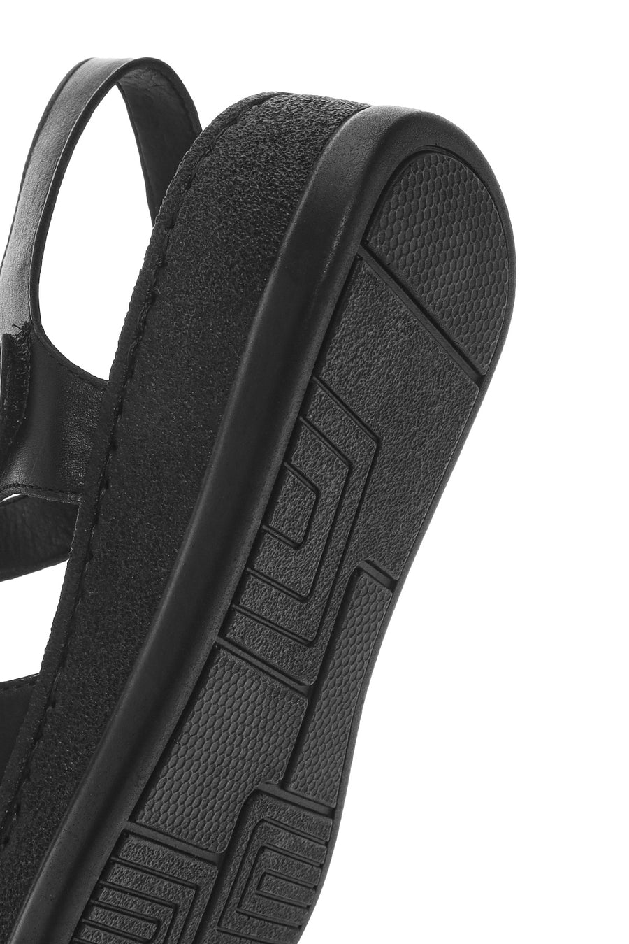 Women's Black Ankle Strap Chunky Sole Leather Comfort Sandals