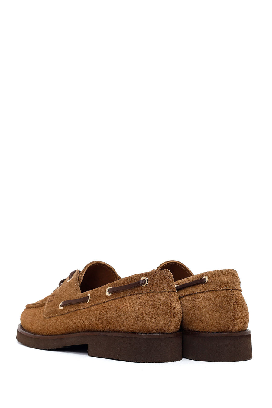 Woman Tan Lace-up Suede Casual Shoes