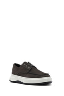 Men's Gray Lace-Up Nubuck Leather Casual Shoes | Derimod