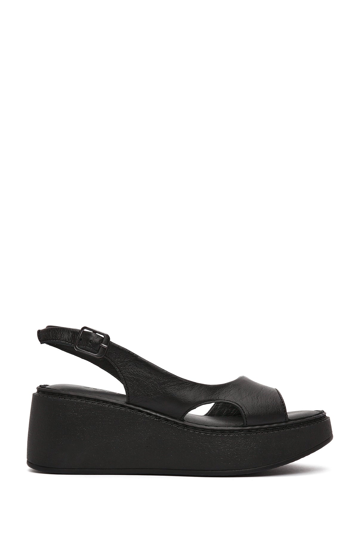 Women's Black Thick Soled Leather Comfort Sandals 25SFD340818 | Derimod