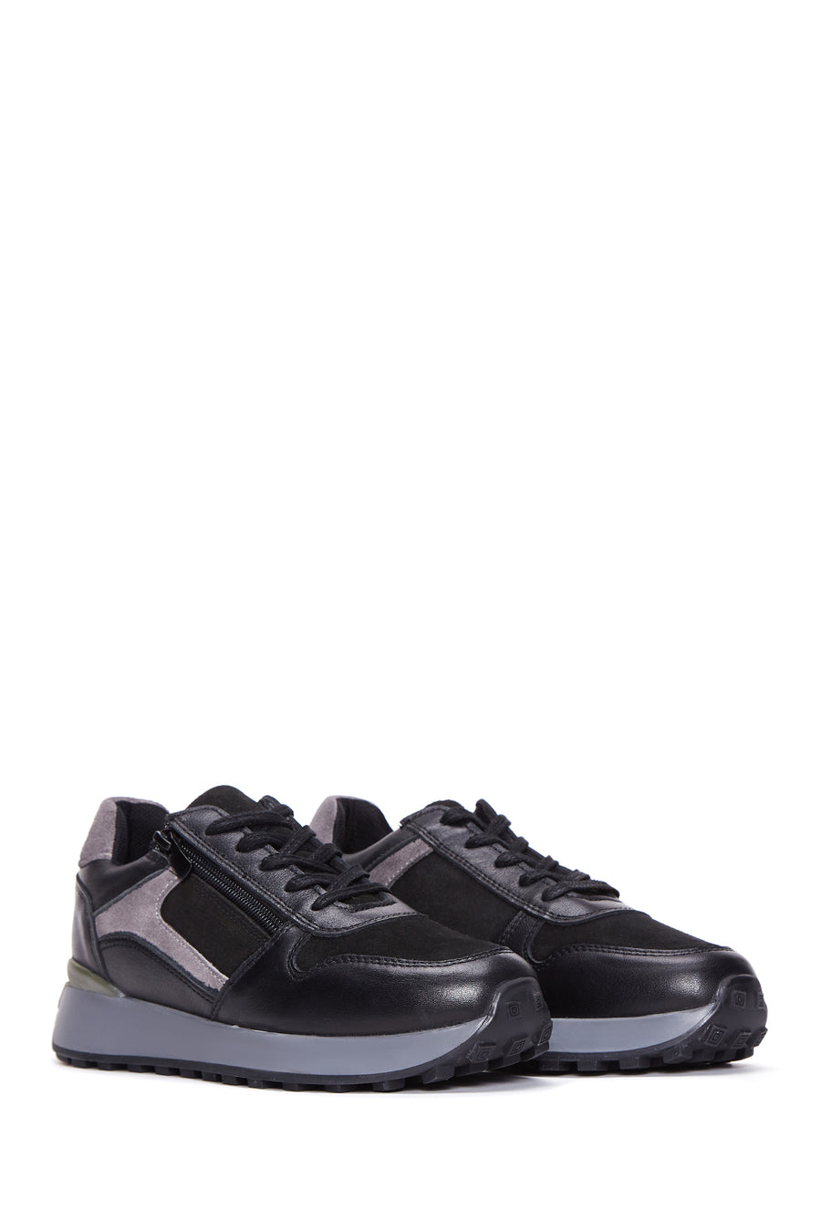 Women's Black Suede Detailed Leather Sneaker
