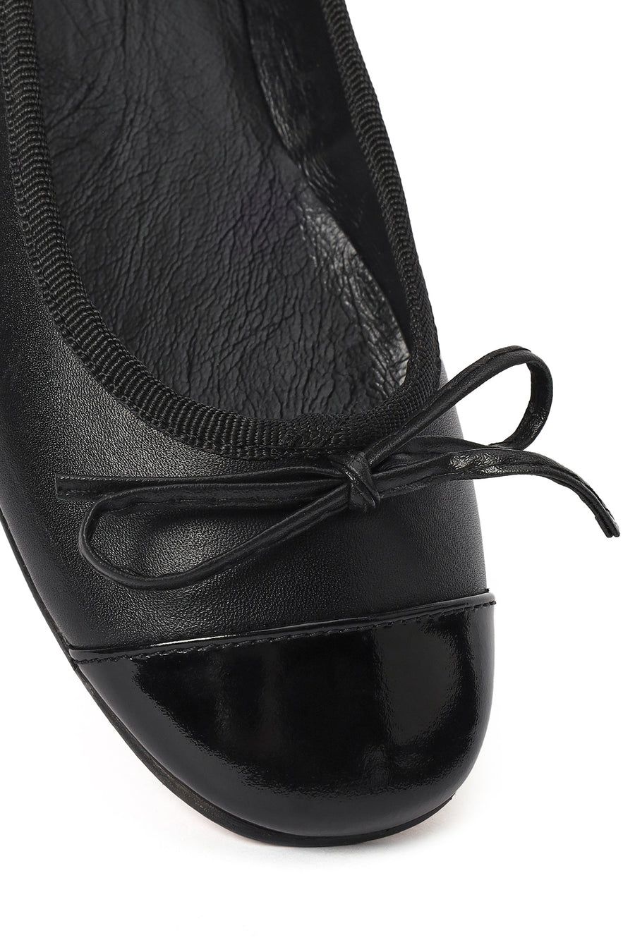 Women's Black Leather Ballerinas