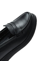 Kadın Siyah Kalın Tabanlı Deri Konfor Loafer | Derimod
