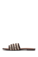 Woman Brown Braided Slipper | Derimod