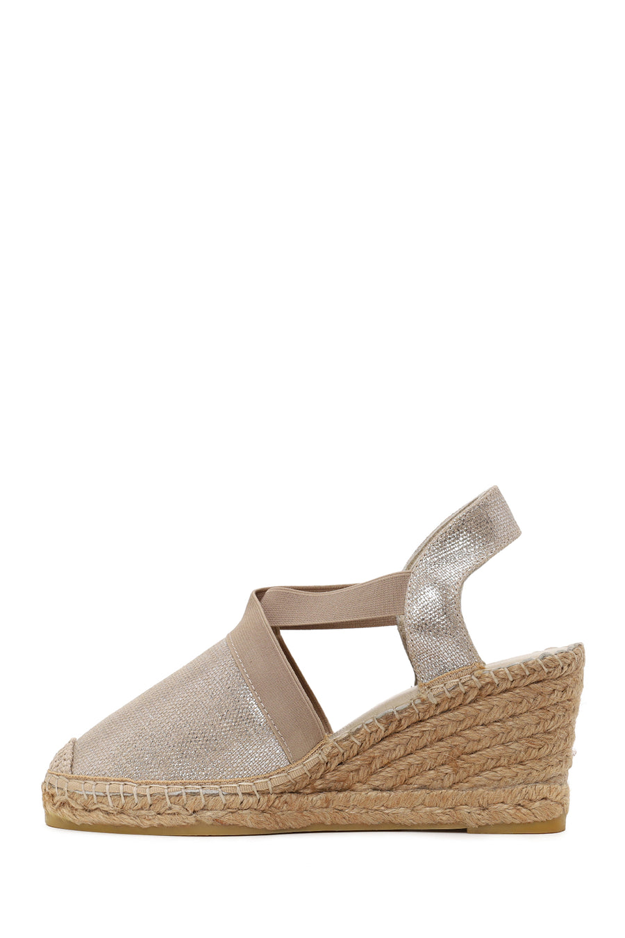 Woman Beige Shiny Wedge-heeled Espadrilles