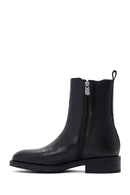 Women's Black Zippered Leather Casual Boots | Derimod