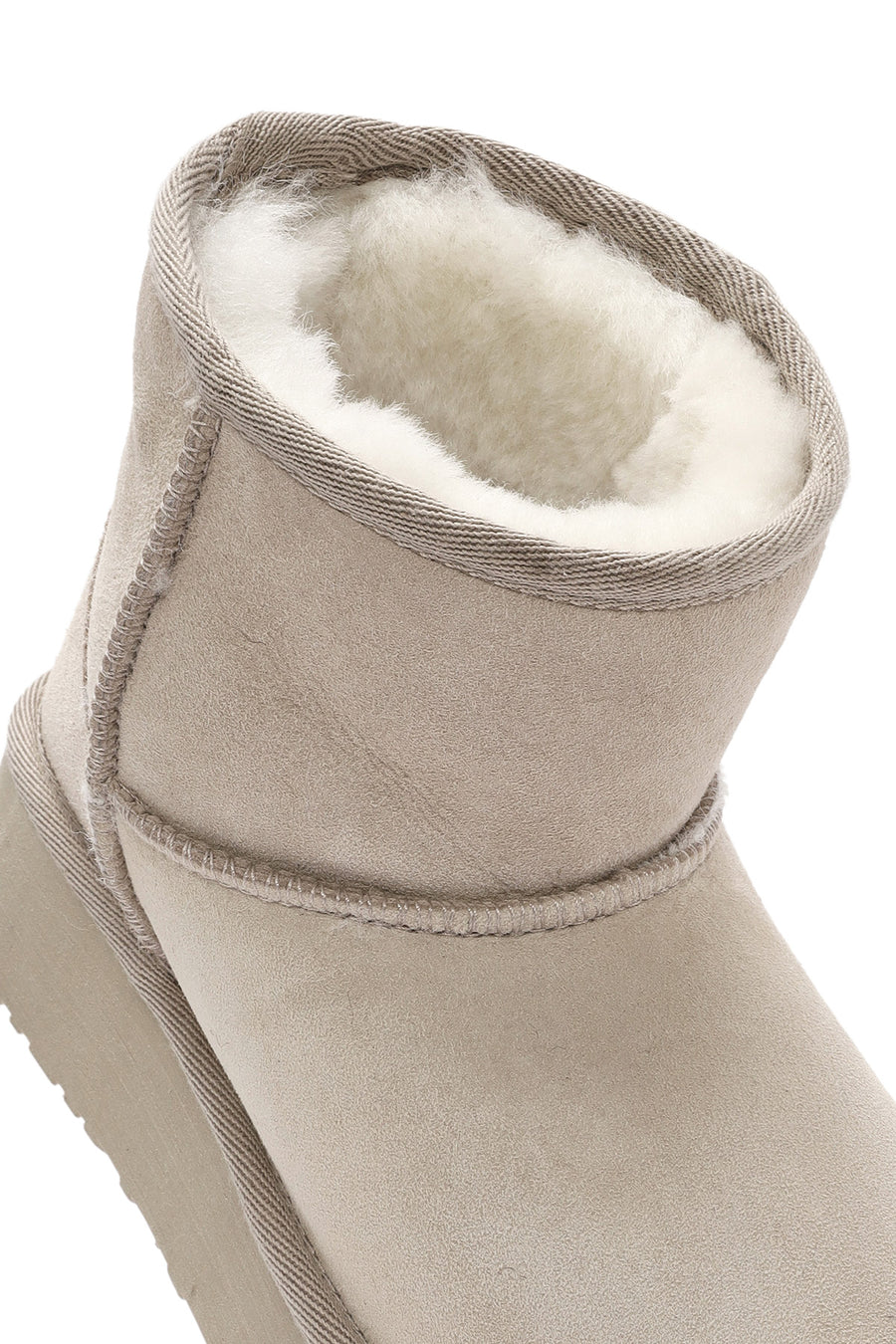 Women's Beige Thick-Soled Suede Leather Boots