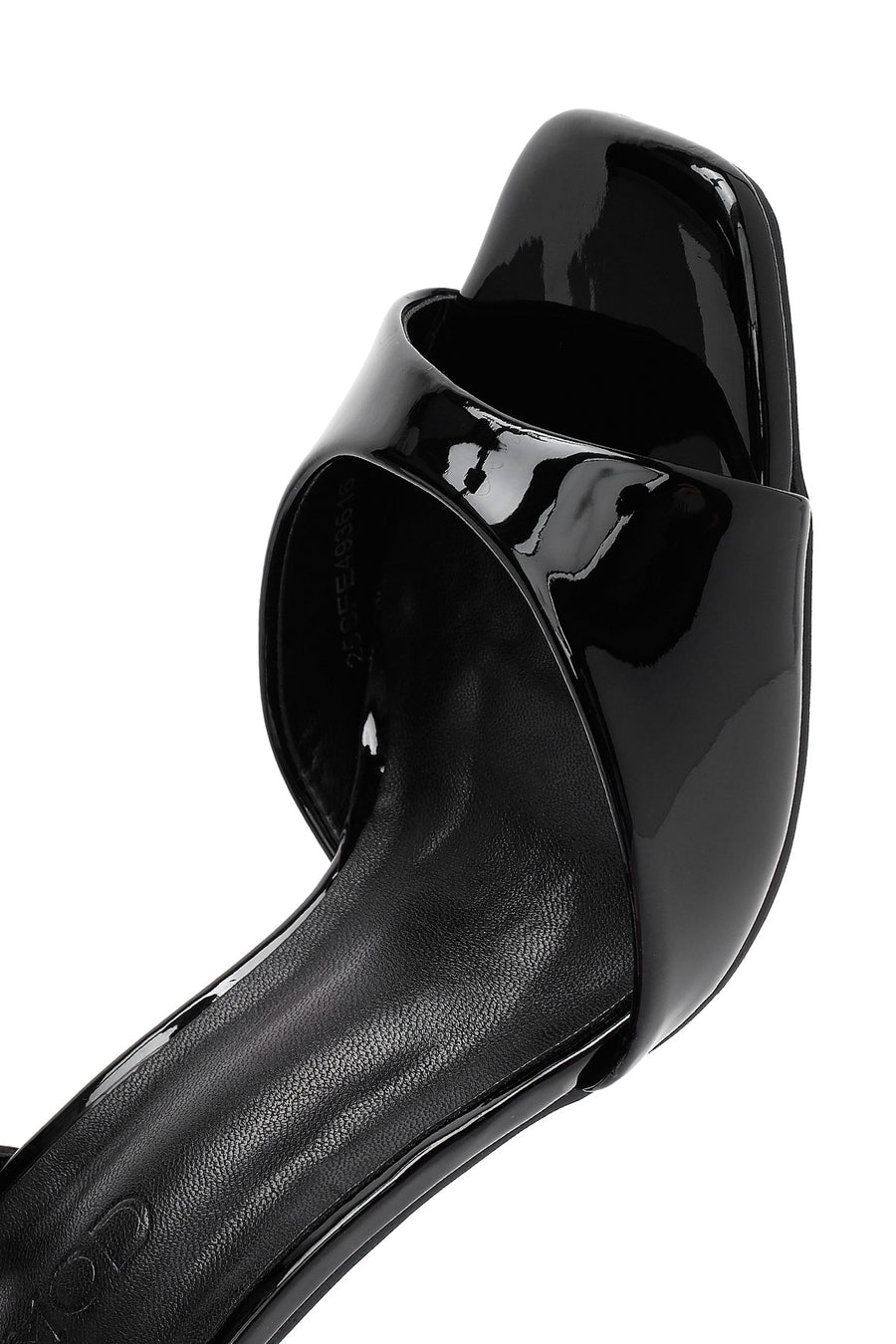Women's Black Ankle Buckle High Thin Heel Patent Leather Sandals