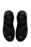 Women's Black Leather Comfort Sandals | Derimod