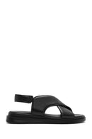 Women's Black Elastic Leather Sandals | Derimod