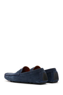Men's Navy Blue Suede Leather Loafer | Derimod