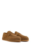 Men's Tan Suede Leather Loafers | Derimod