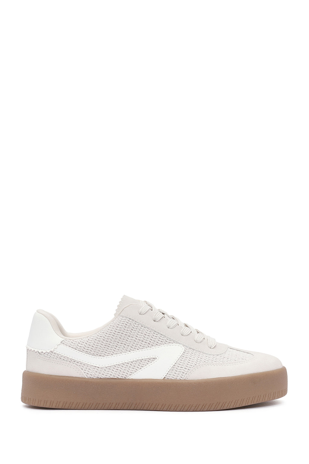 Kadın Bej Bağcıklı Sneaker