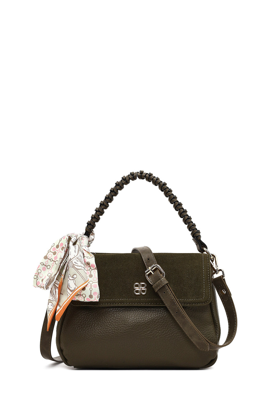 Woman Khaki Long-Strap Suede Shoulder Bag WB100023KS | Derimod