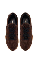 Woman Brown Laced Suede Leather Sneakers | Derimod