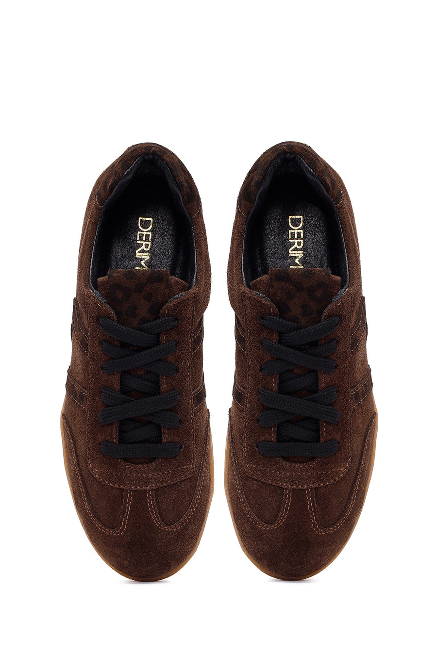 Woman Brown Laced Suede Leather Sneakers