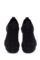 Derimod Zero Women's Black Lace-Up Stoned Sneakers | Derimod