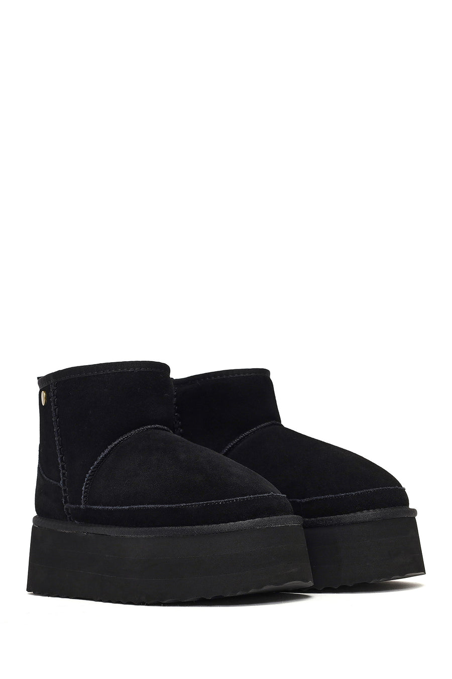Woman Black Thick-Soled Suede Teddy Boots