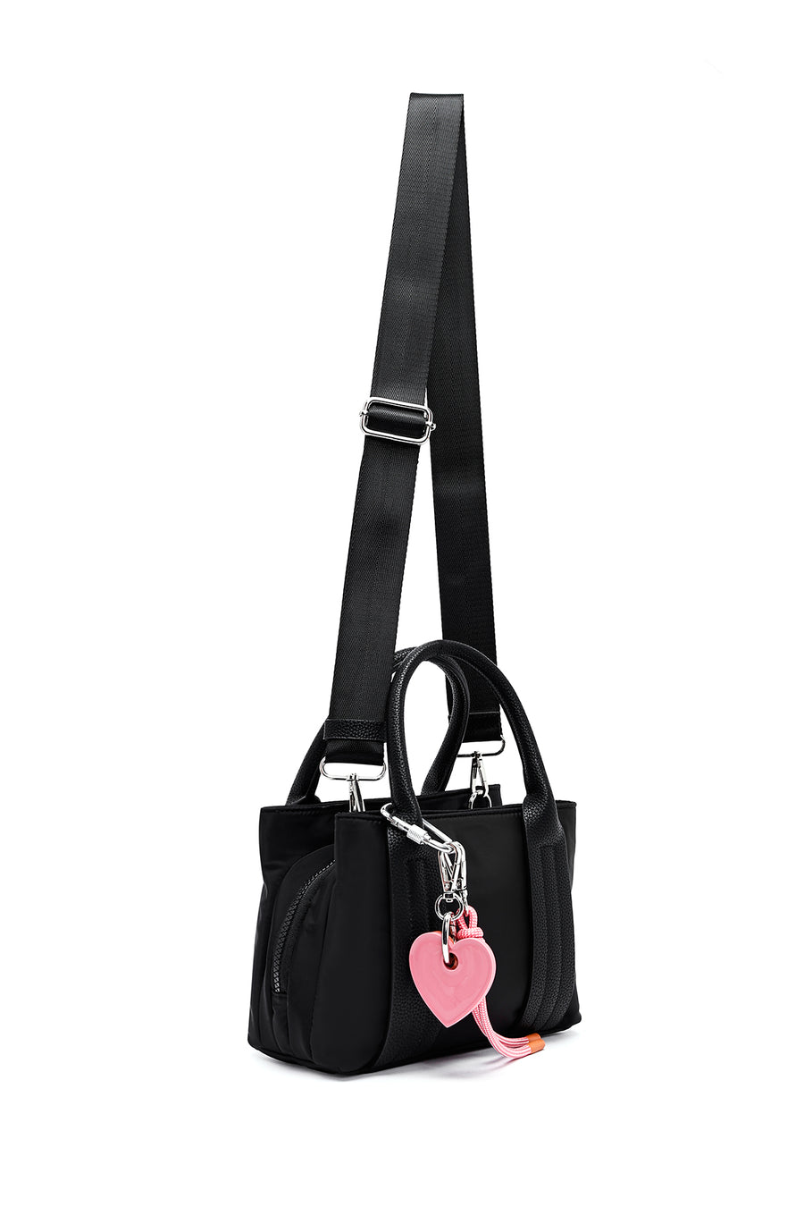 Women's Black Long Strap Accessory Fabric Handbag