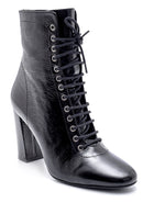 Women's Leather Patent Leather Heeled Boots | Derimod