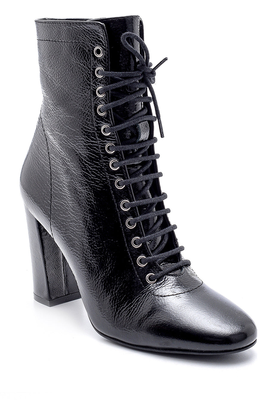 Women's Leather Patent Leather Heeled Boots