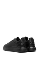 Male Black Lace-Up Thick-Soled Leather Sneaker | Derimod