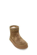 Woman Taba Patterned Suede Teddy Boots | Derimod